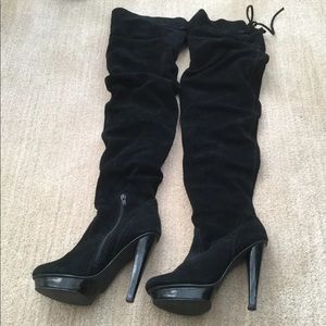 Over knee black suede boots